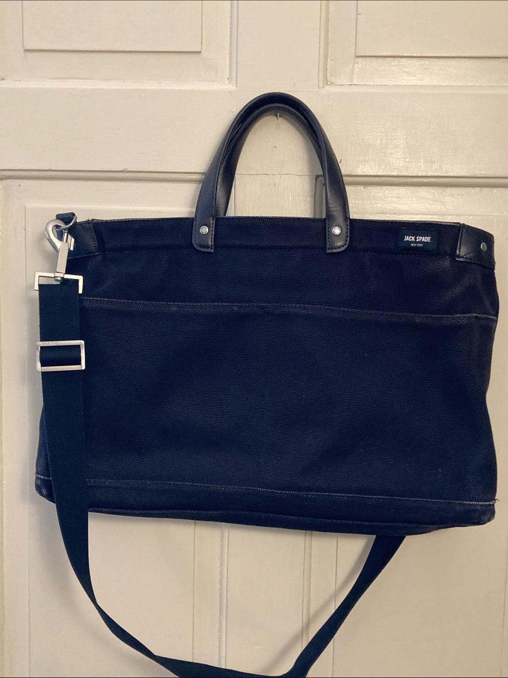 Jack Spade Black Canvas Messenger Bag with Adjustable Strap